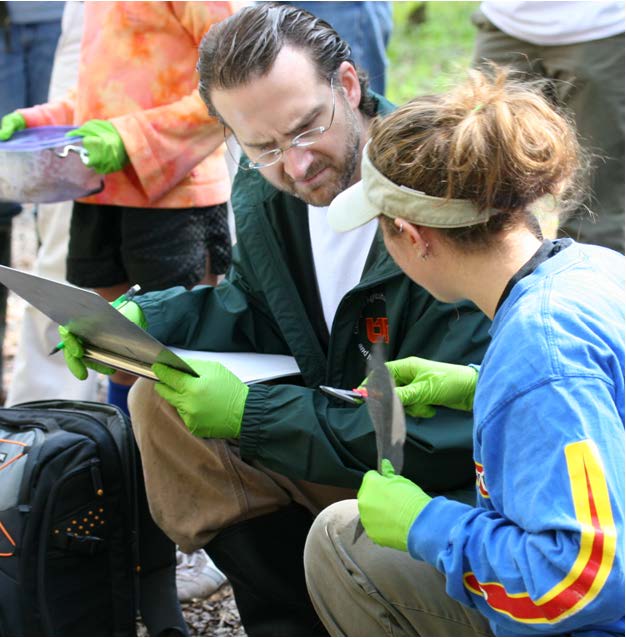 Professor Matt Gray and students study the Cherokee wetlands site.